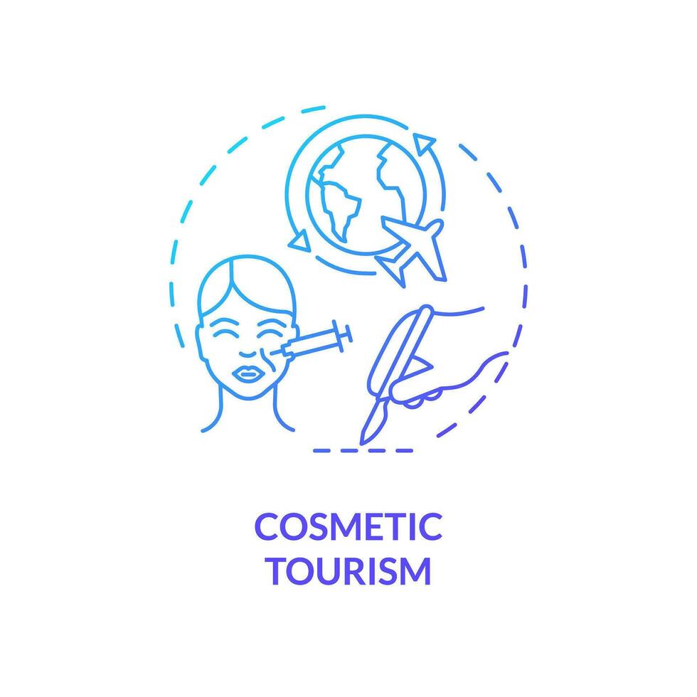 2D gradient cosmetic tourism icon, simple isolated vector, medical tourism thin line illustration. vector