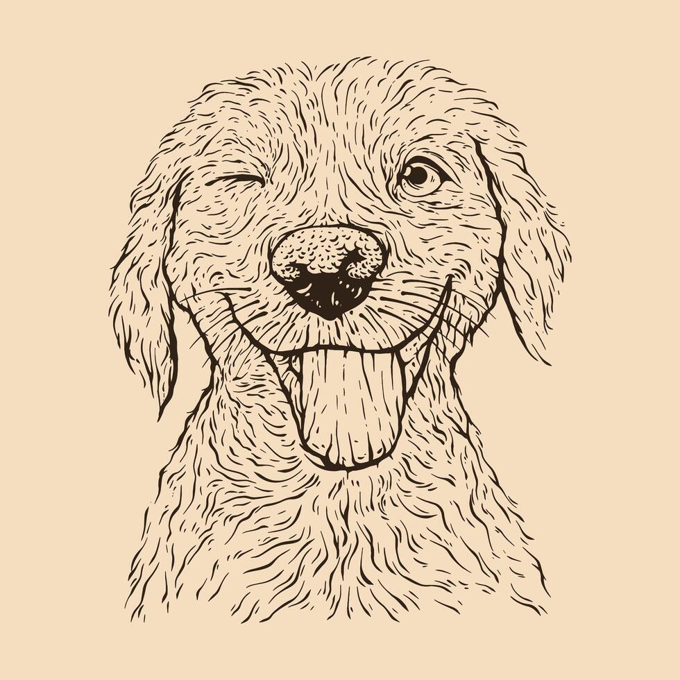 perrito perro mano dibujado. Clásico línea grabado estilo. vector ilustración