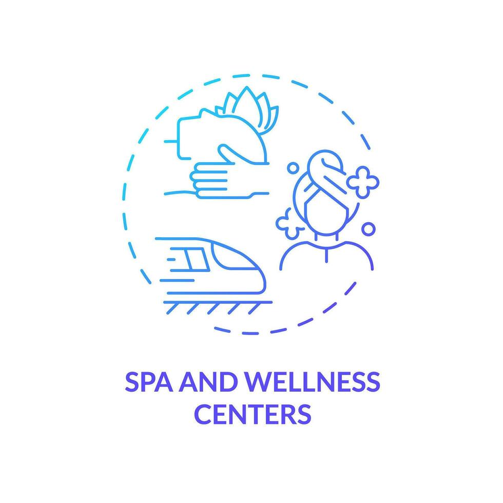 2D gradient spa and wellness centers icon, simple isolated vector, medical tourism thin line illustration. vector