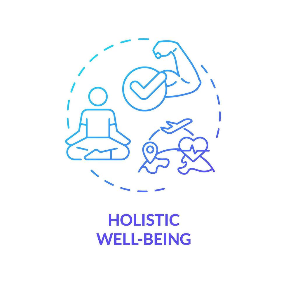 2D gradient holistic wellbeing icon, simple isolated vector, medical tourism thin line illustration. vector