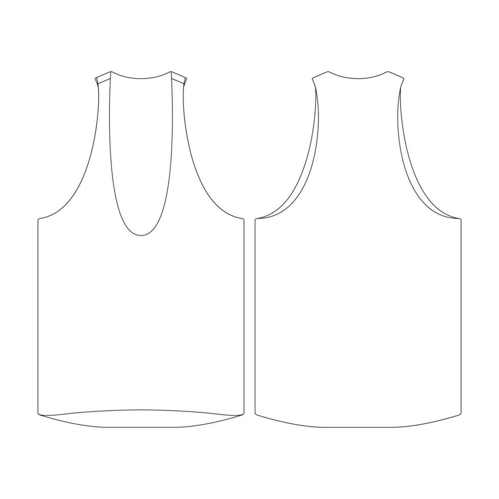 template deep uneck tank top vector illustration flat design outline clothing collection