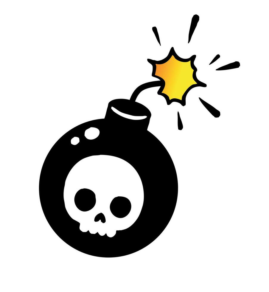 ilustración de un iluminado bomba con un cráneo en eso vector