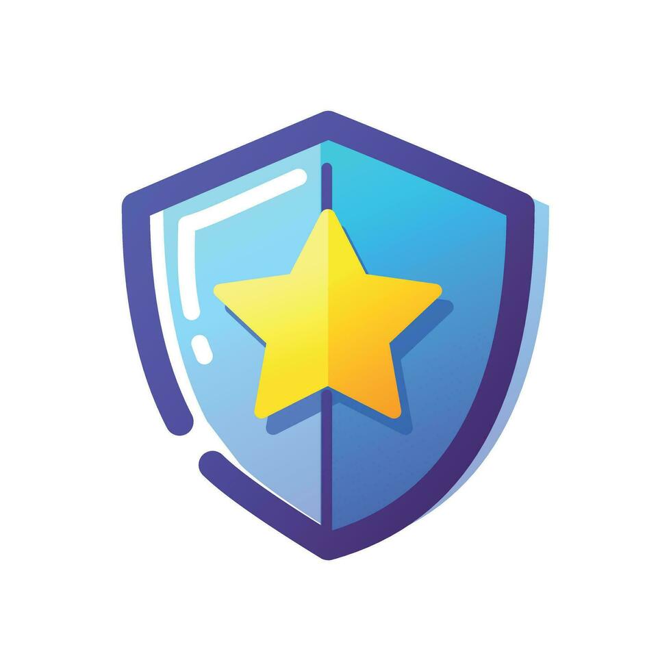 Illustration of a shield with a star. Priority protection icon vector