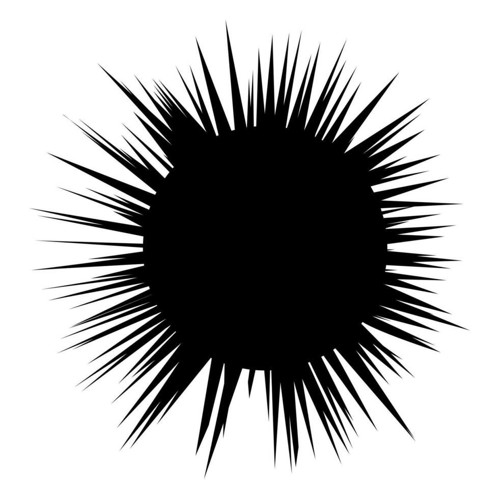 Sea urchin silhouette. Image of a black sphere with long spikes. vector