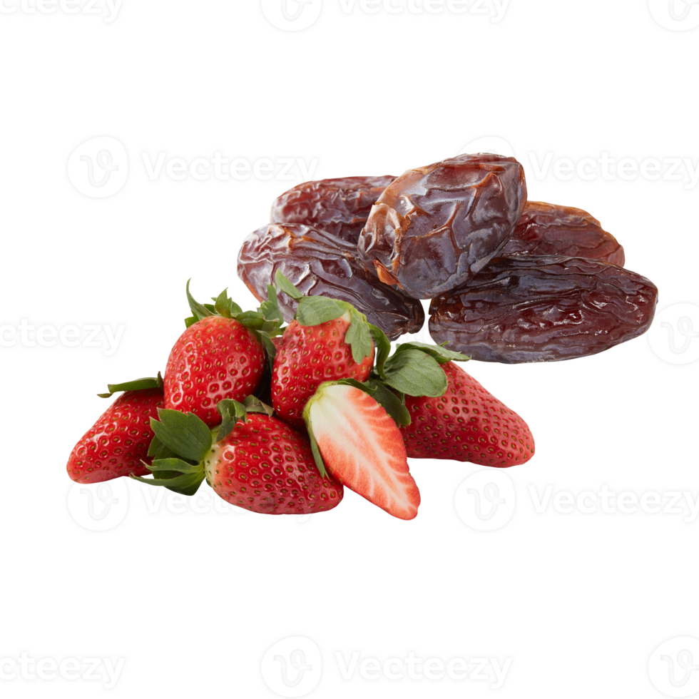 Strawberries and Dates cut out isolated transparent background png