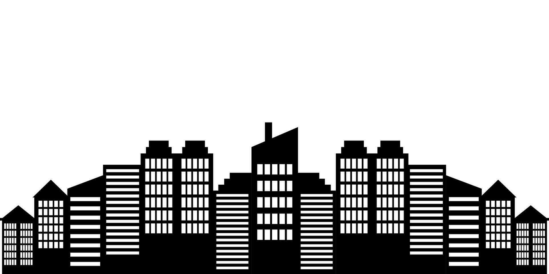 City landscape silhouette vector. City buildings flat illustration vector
