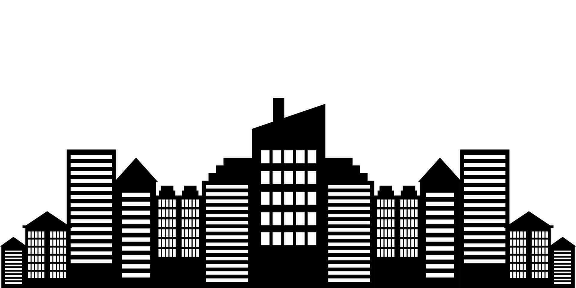 City landscape silhouette vector. City buildings flat illustration vector