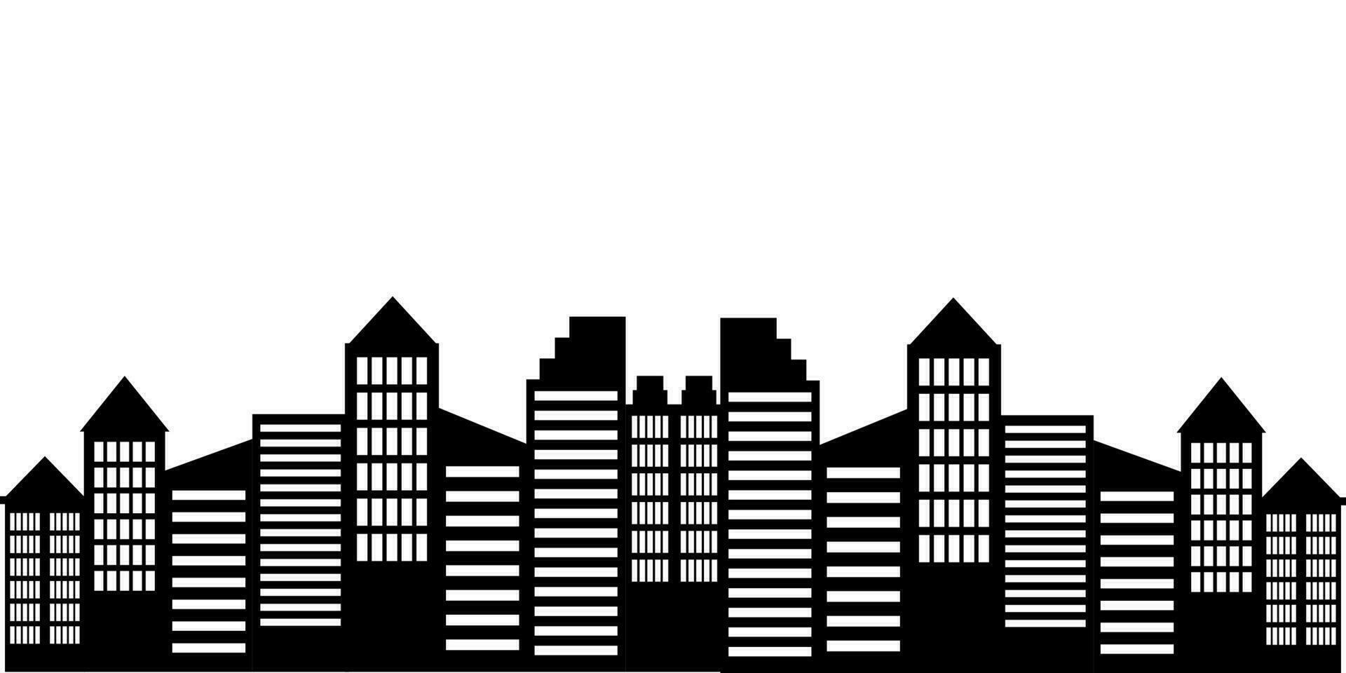 ciudad paisaje silueta vector. ciudad edificios plano ilustración vector