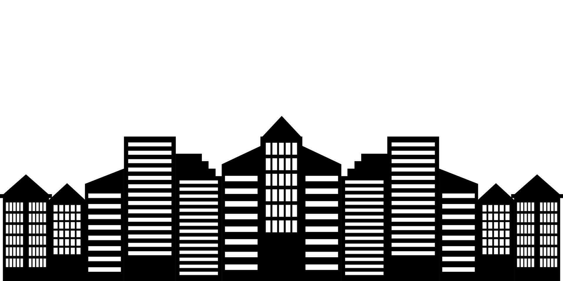 City landscape silhouette vector. City buildings flat illustration vector