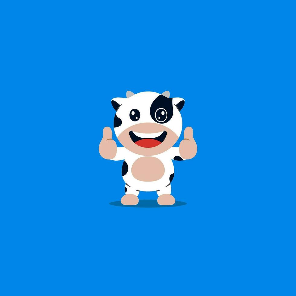 cute cow give thumb up cartoon vector