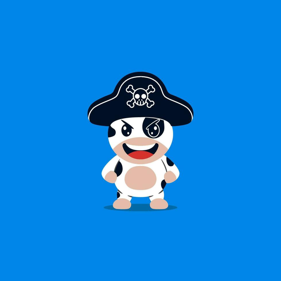 linda vaca pirata sombrero dibujos animados vector