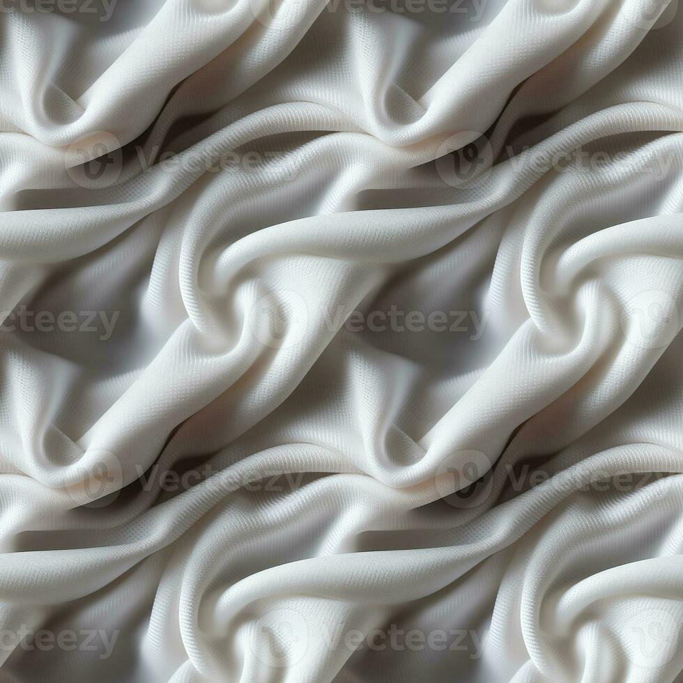 AI generated seamless texture of white fabric with folds photo