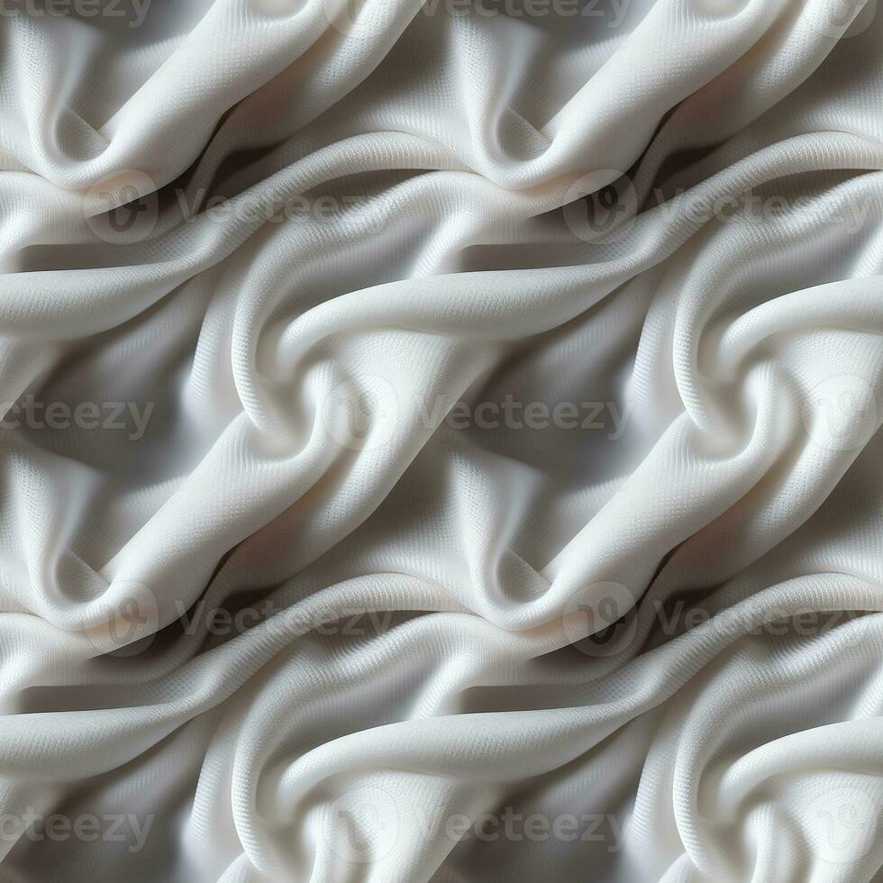 AI generated seamless texture of white fabric with folds photo