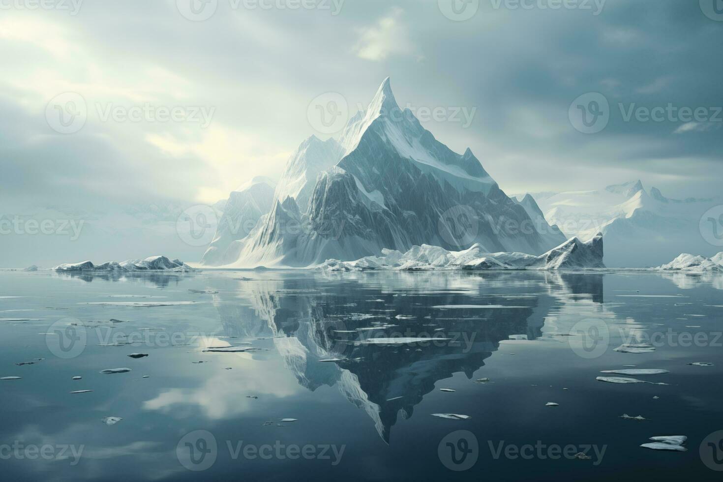 AI generated cold winter seascape, icy coastal cliffs photo