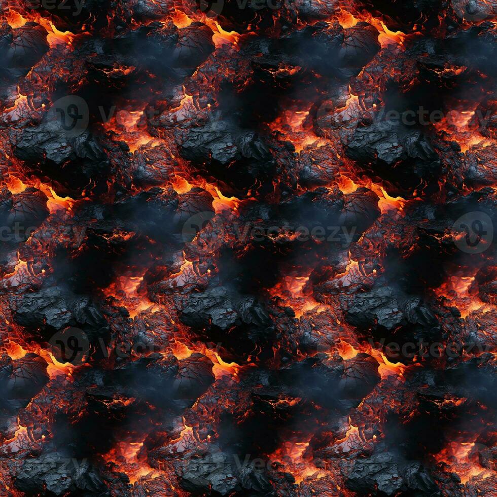 AI generated seamless texture of hot cooled volcanic lava photo