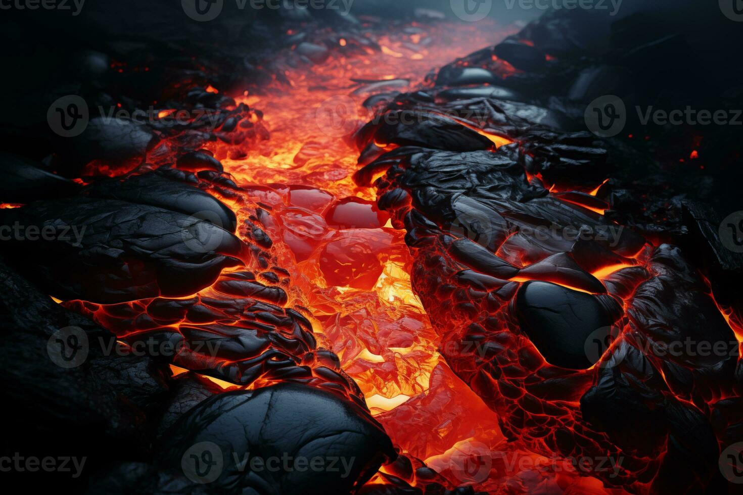 AI generated background - hot cooled volcanic lava photo