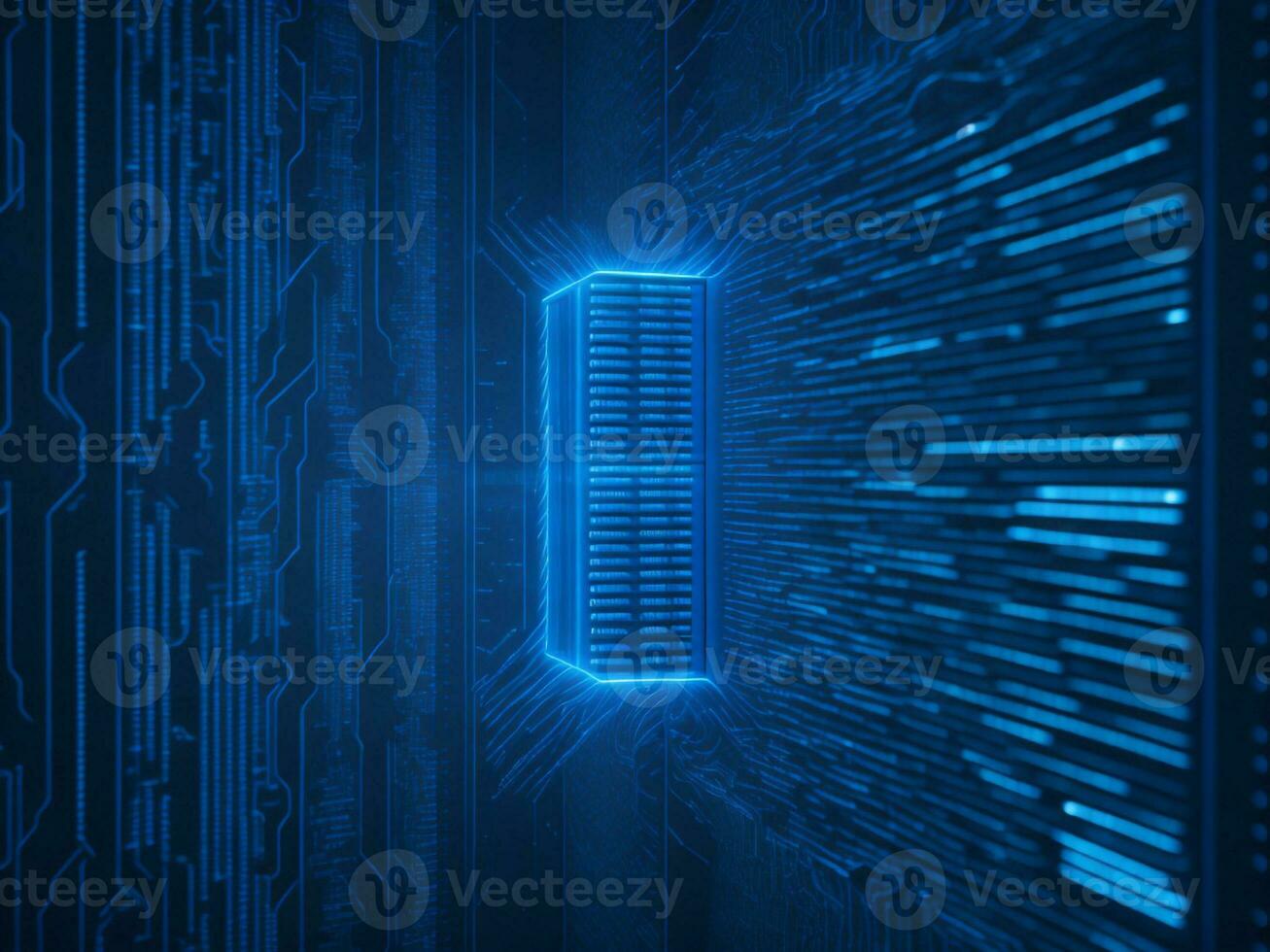 AI generated Blue digital binary data on computer screen background. binary code background . abstract blue background photo