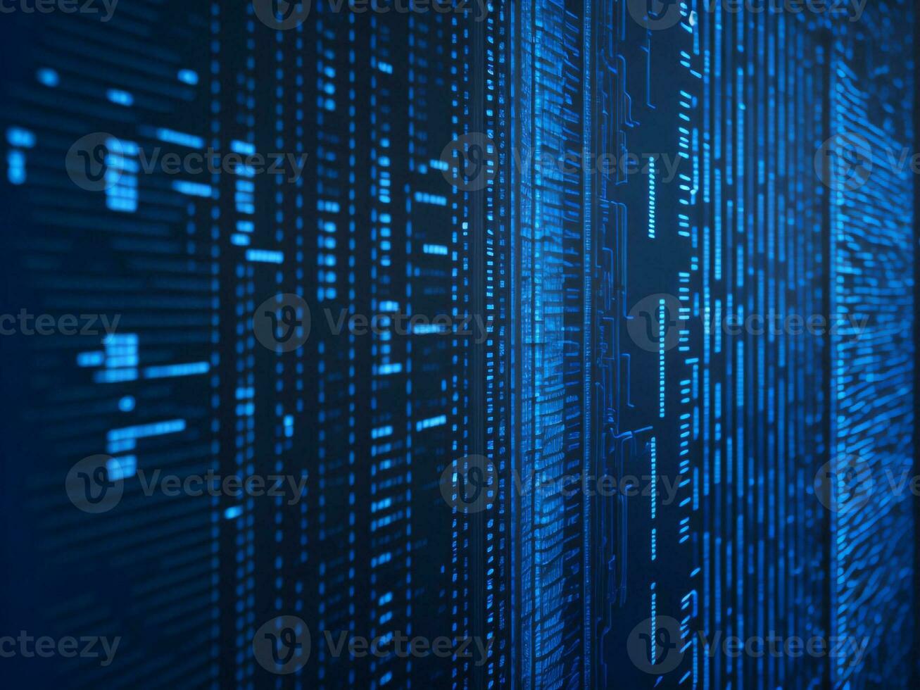 AI generated Blue digital binary data on computer screen background. binary code background . abstract blue background photo