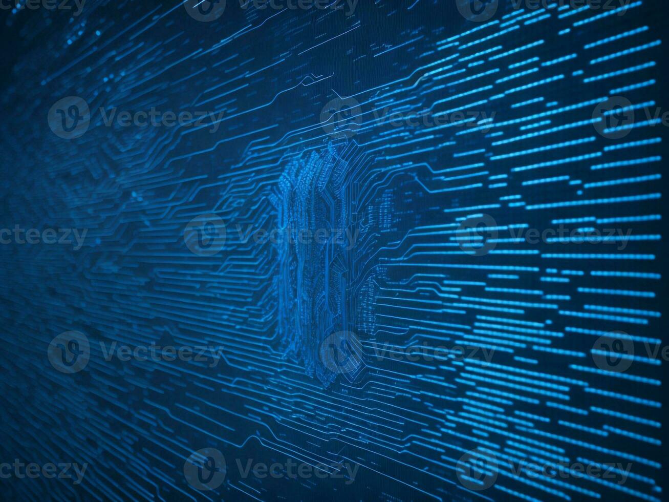 AI generated Blue digital binary data on computer screen background. binary code background . abstract blue background photo