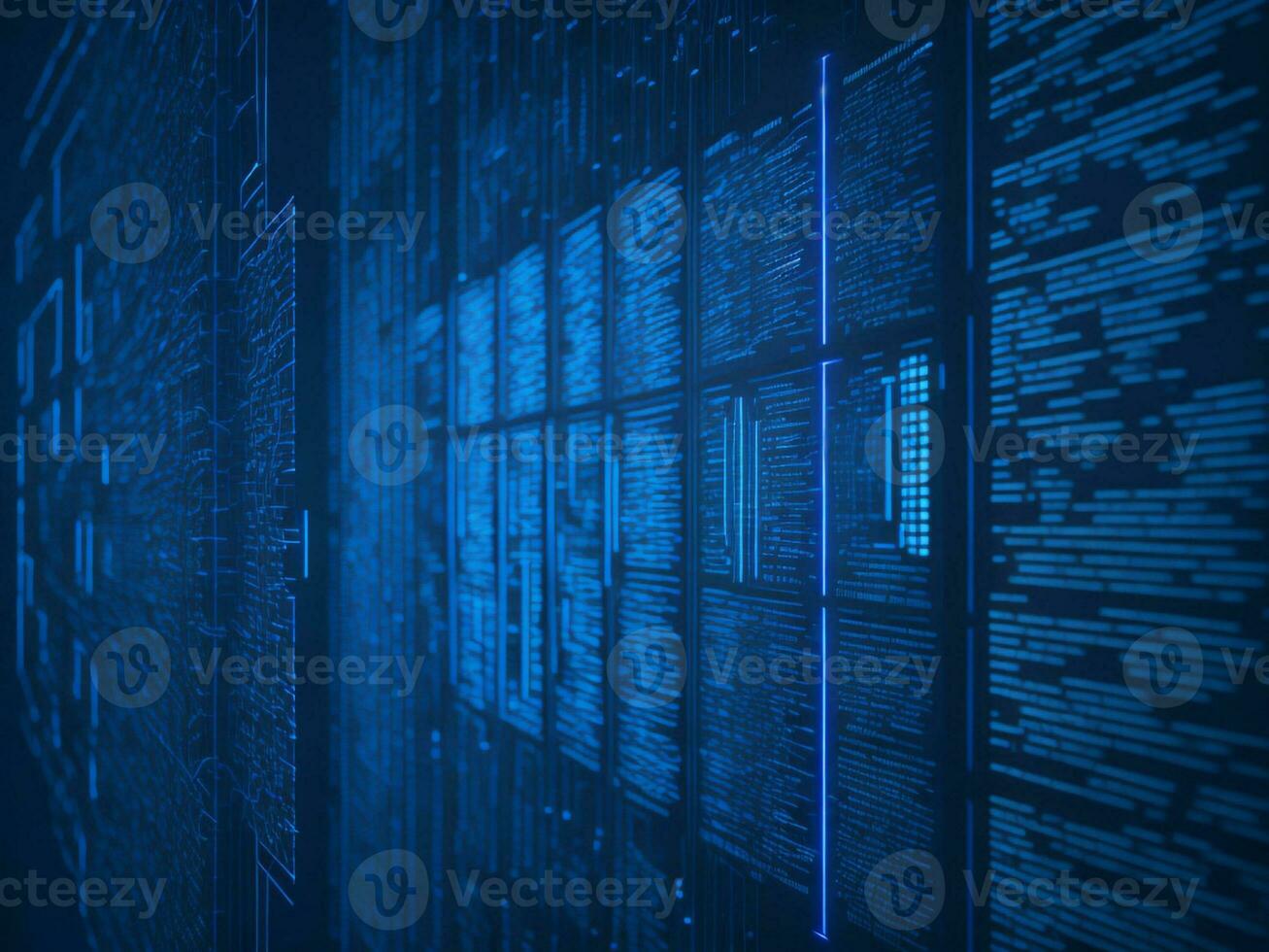 AI generated Blue digital binary data on computer screen background. binary code background . abstract blue background photo
