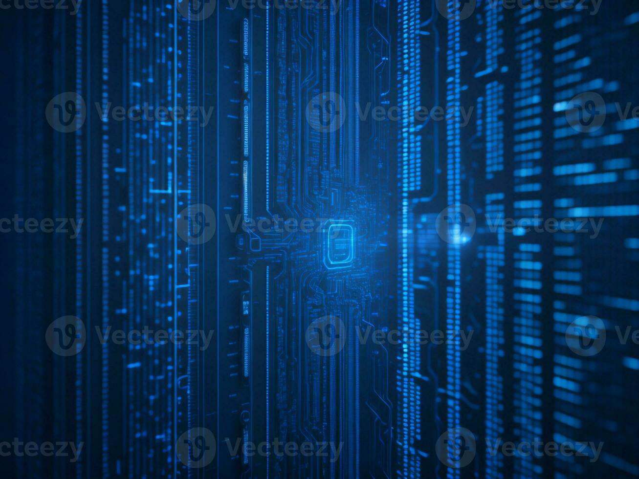 AI generated Blue digital binary data on computer screen background. binary code background . abstract blue background photo
