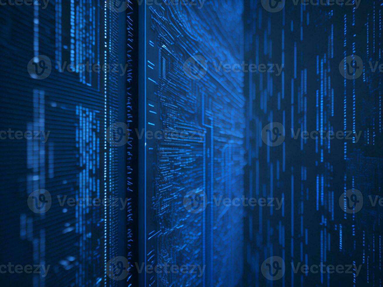 AI generated Blue digital binary data on computer screen background. binary code background . abstract blue background photo