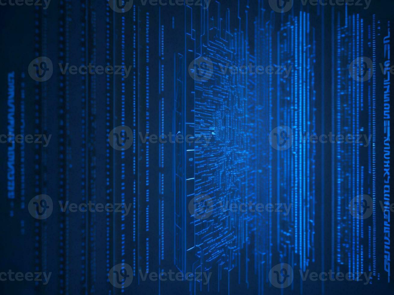 AI generated Blue digital binary data on computer screen background. binary code background . abstract blue background photo