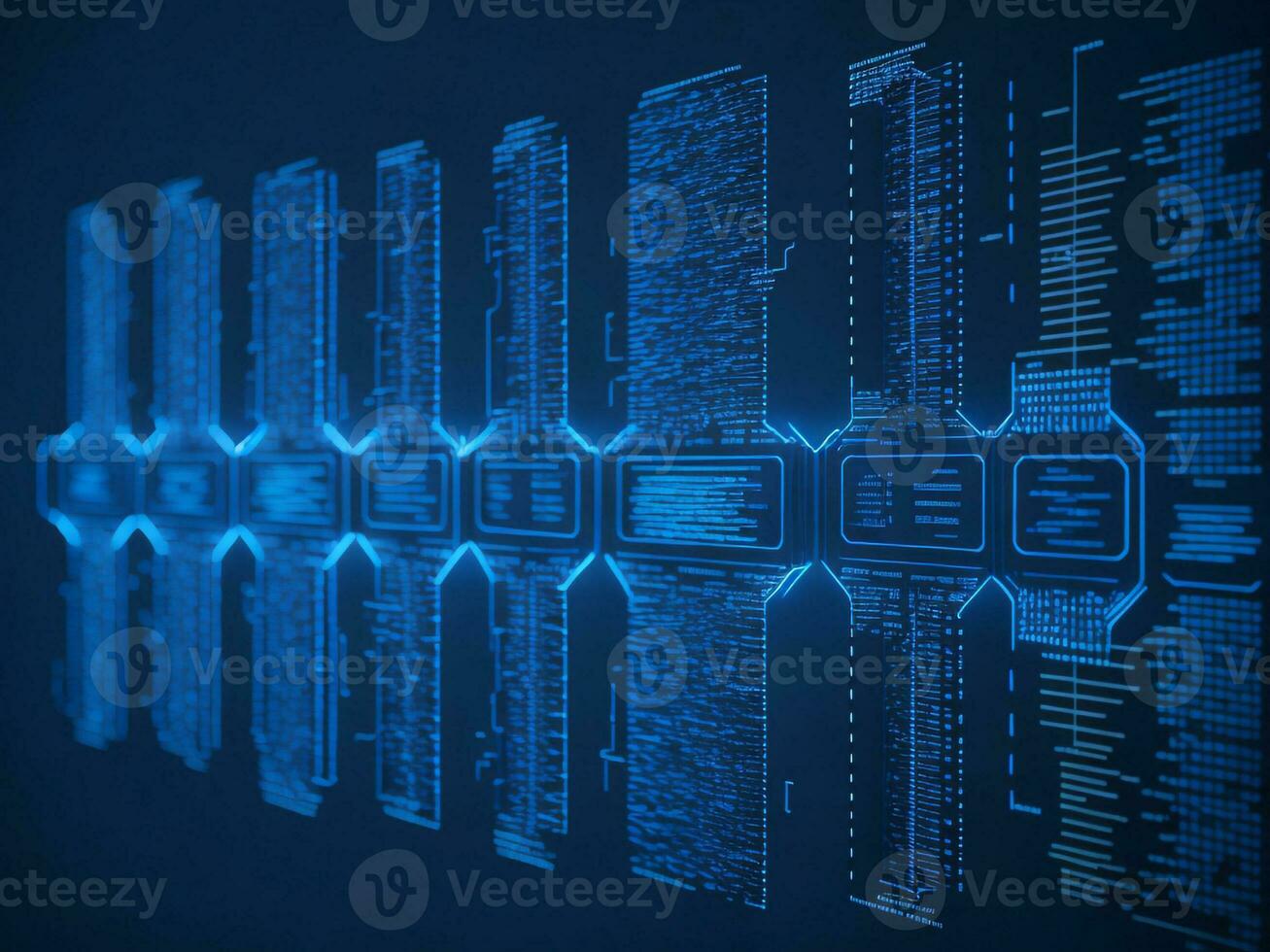 AI generated Blue digital binary data on computer screen background. binary code background . abstract blue background photo