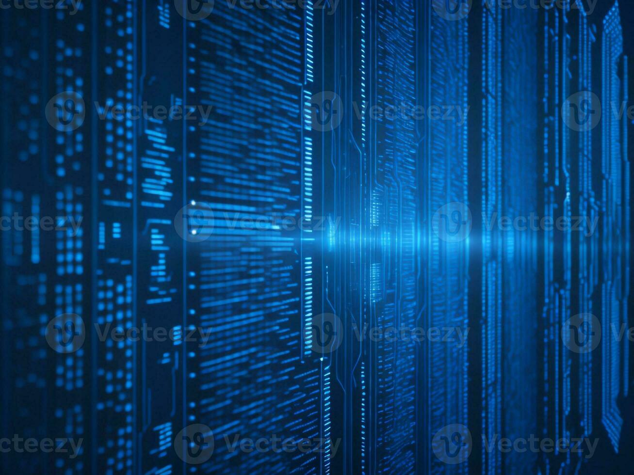 AI generated Blue digital binary data on computer screen background. binary code background . abstract blue background photo