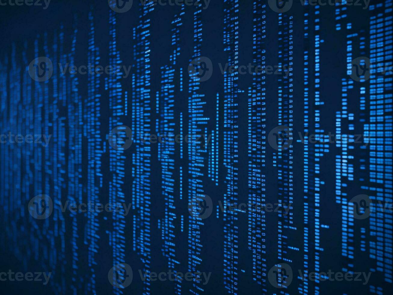 AI generated Blue digital binary data on computer screen background ...