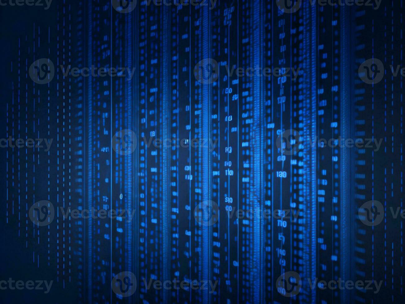 AI generated Blue digital binary data on computer screen background. binary code background . abstract blue background photo