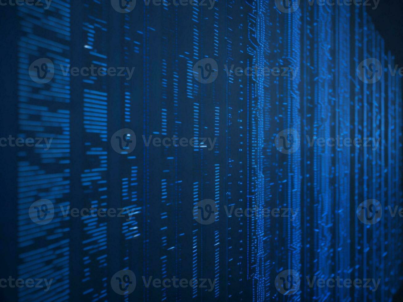 AI generated Blue digital binary data on computer screen background. binary code background . abstract blue background photo