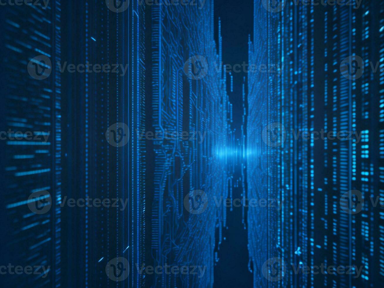 AI generated Blue digital binary data on computer screen background. binary code background . abstract blue background photo