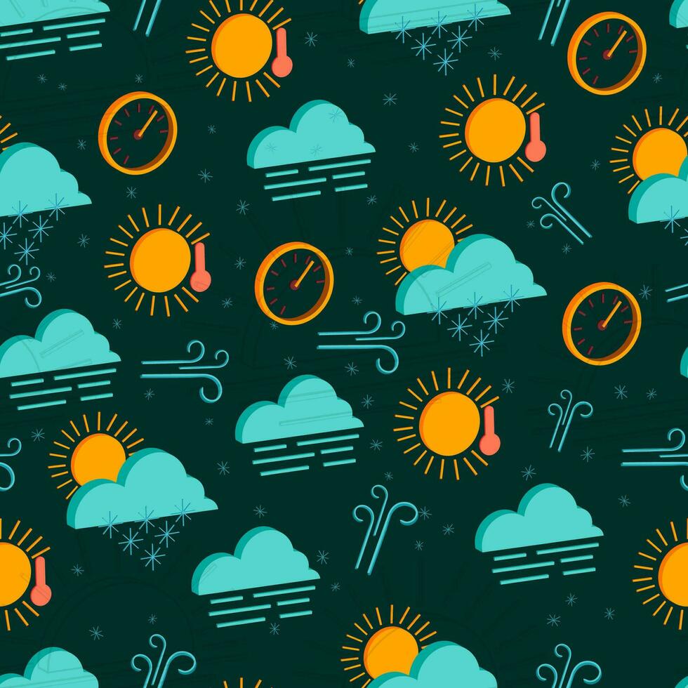 Seamless pattern of isolated 3d weather icons vector