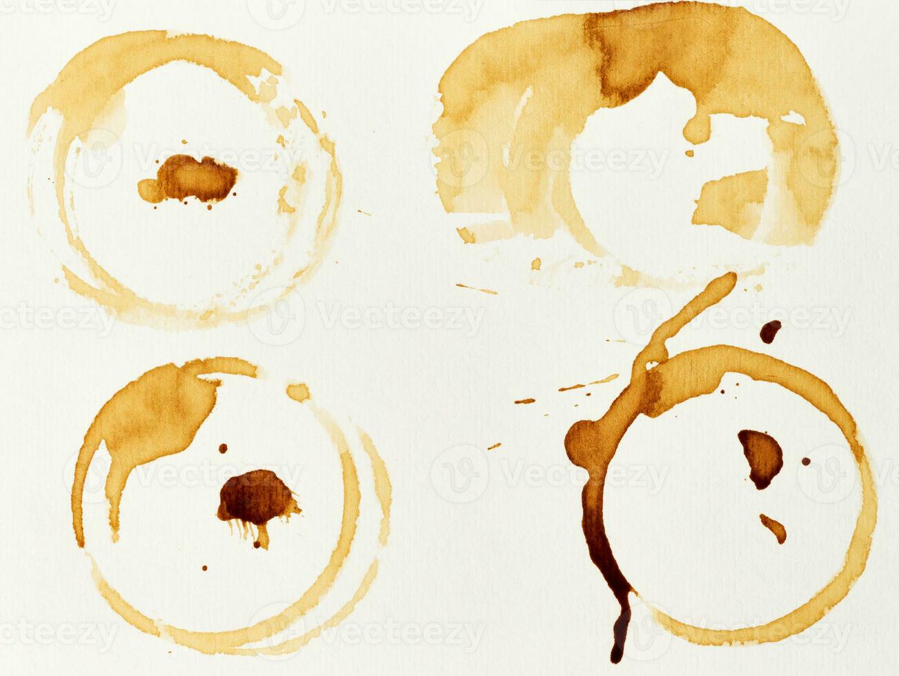 Imprint of spilled black coffee on a white isolated background photo