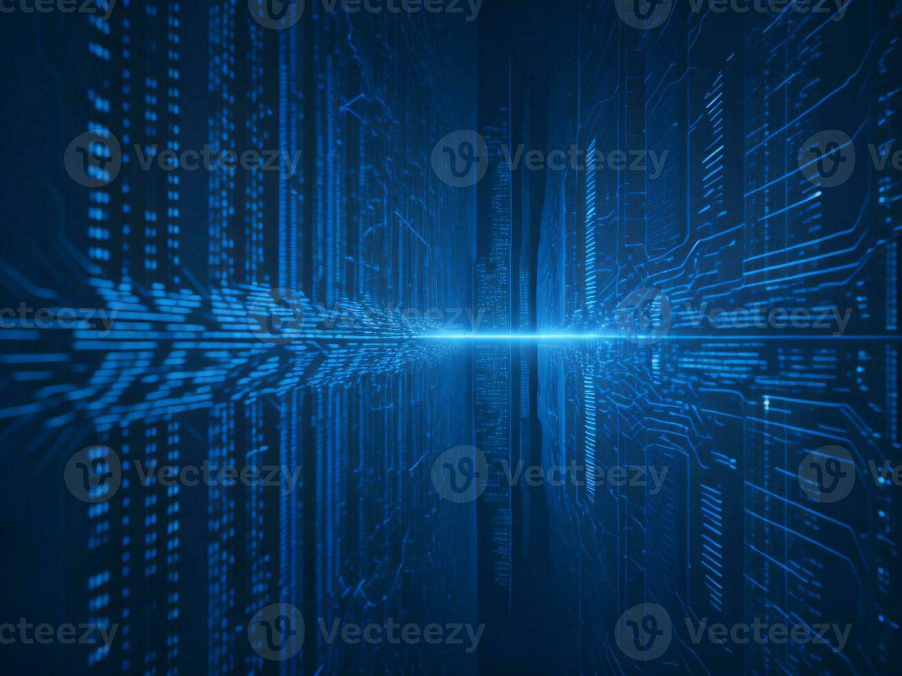 AI generated Blue digital binary data on computer screen background. binary code background . abstract blue background photo