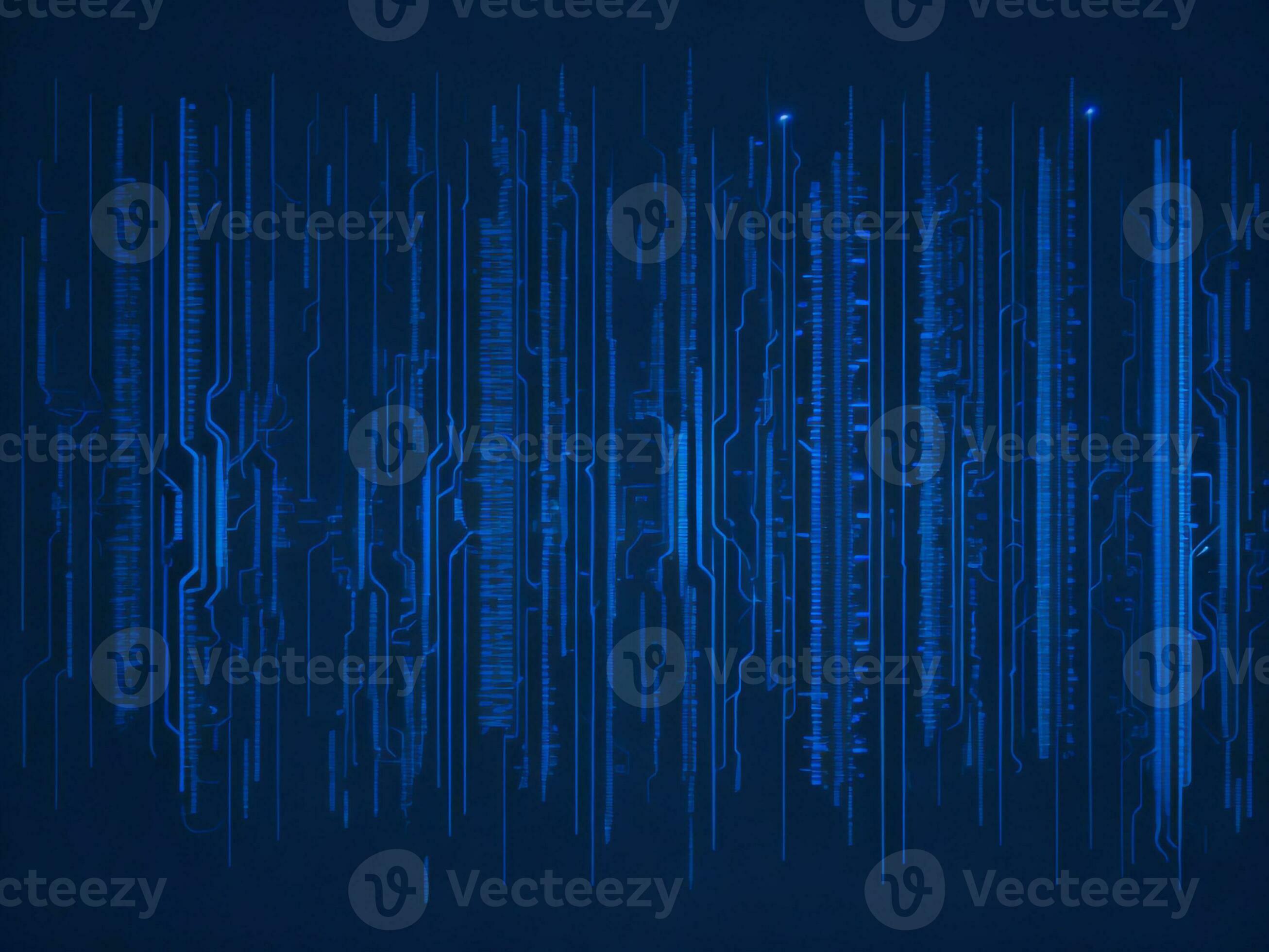 AI generated Blue digital binary data on computer screen background ...