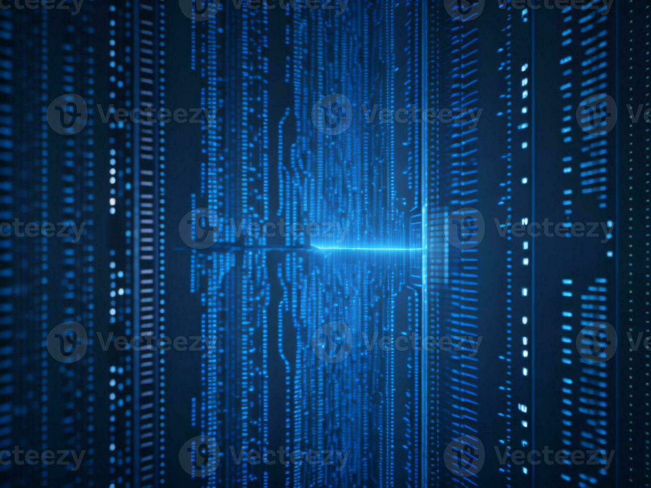 AI generated Blue digital binary data on computer screen background. binary code background . abstract blue background photo