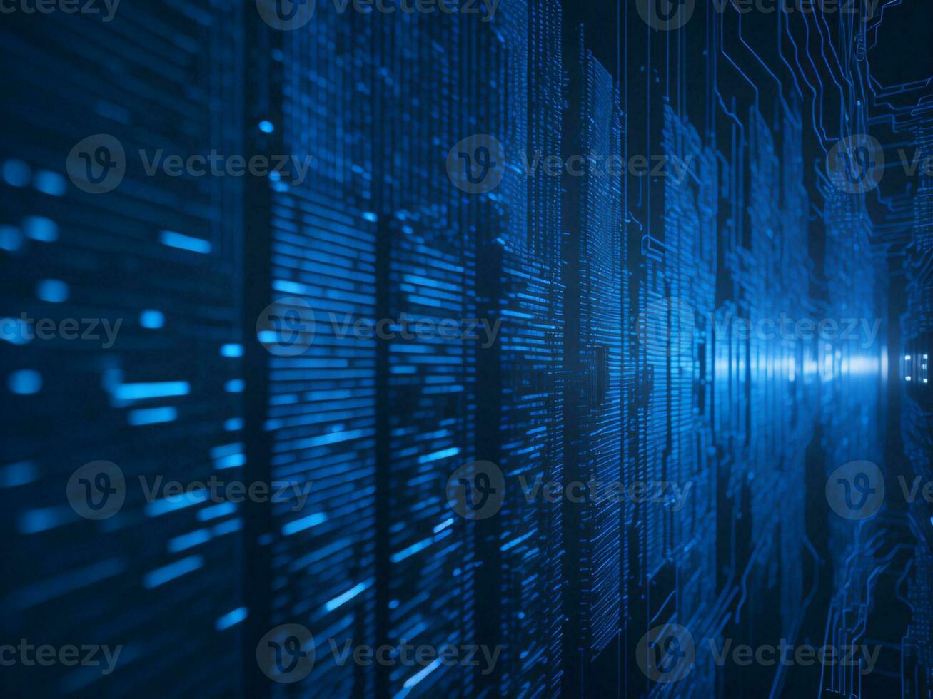AI generated Blue digital binary data on computer screen background. binary code background . abstract blue background photo