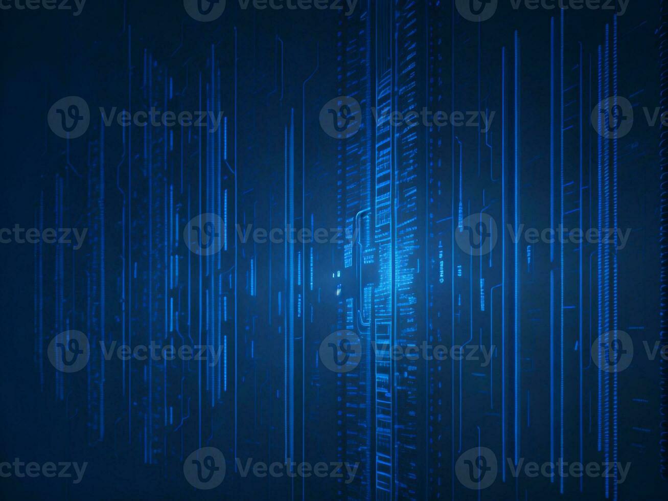 AI generated Blue digital binary data on computer screen background. binary code background . abstract blue background photo