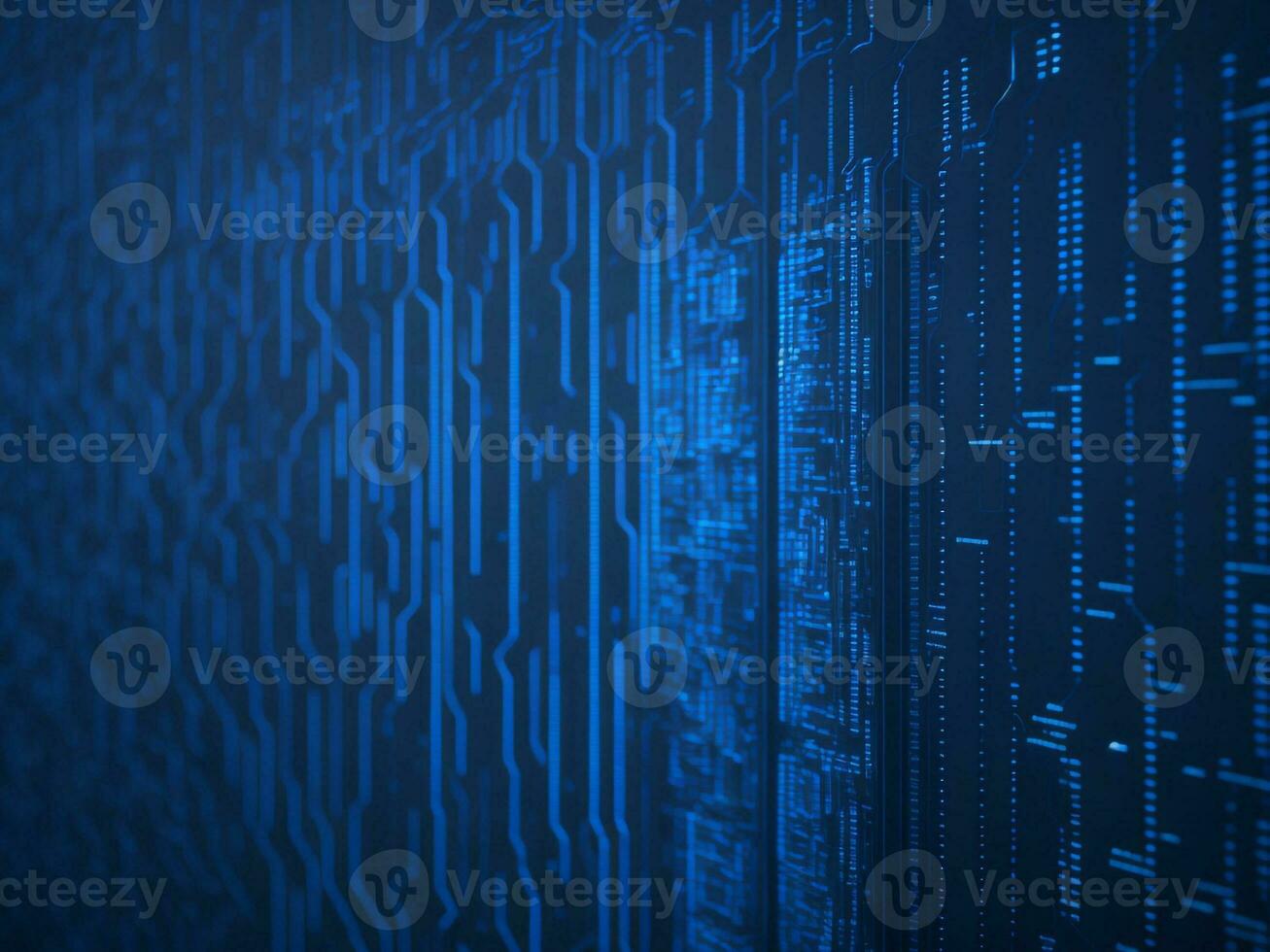 AI generated Blue digital binary data on computer screen background. binary code background . abstract blue background photo