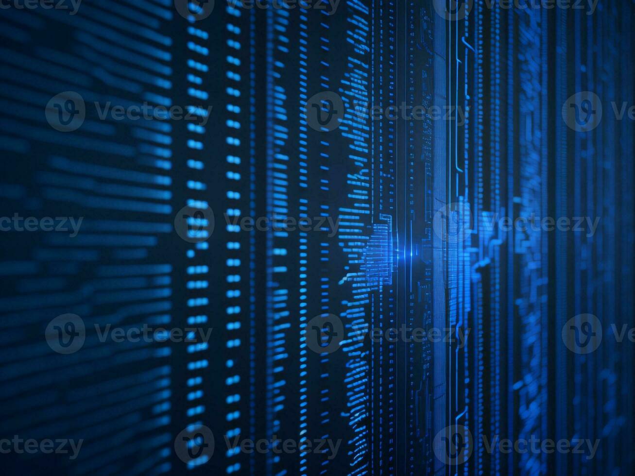 AI generated Blue digital binary data on computer screen background. binary code background . abstract blue background photo