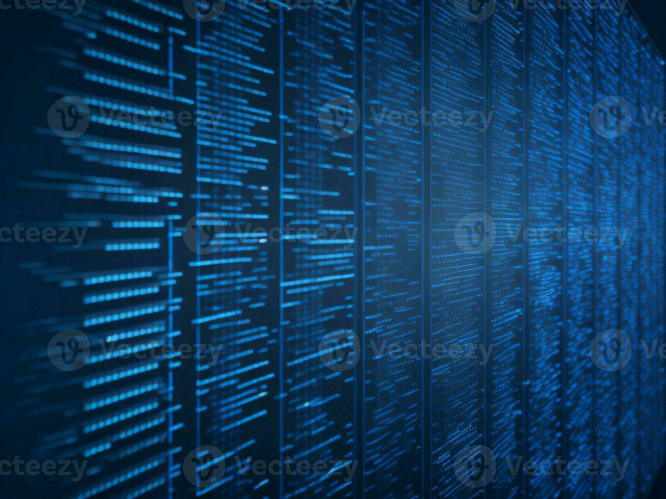 AI generated Blue digital binary data on computer screen background. binary code background . abstract blue background photo