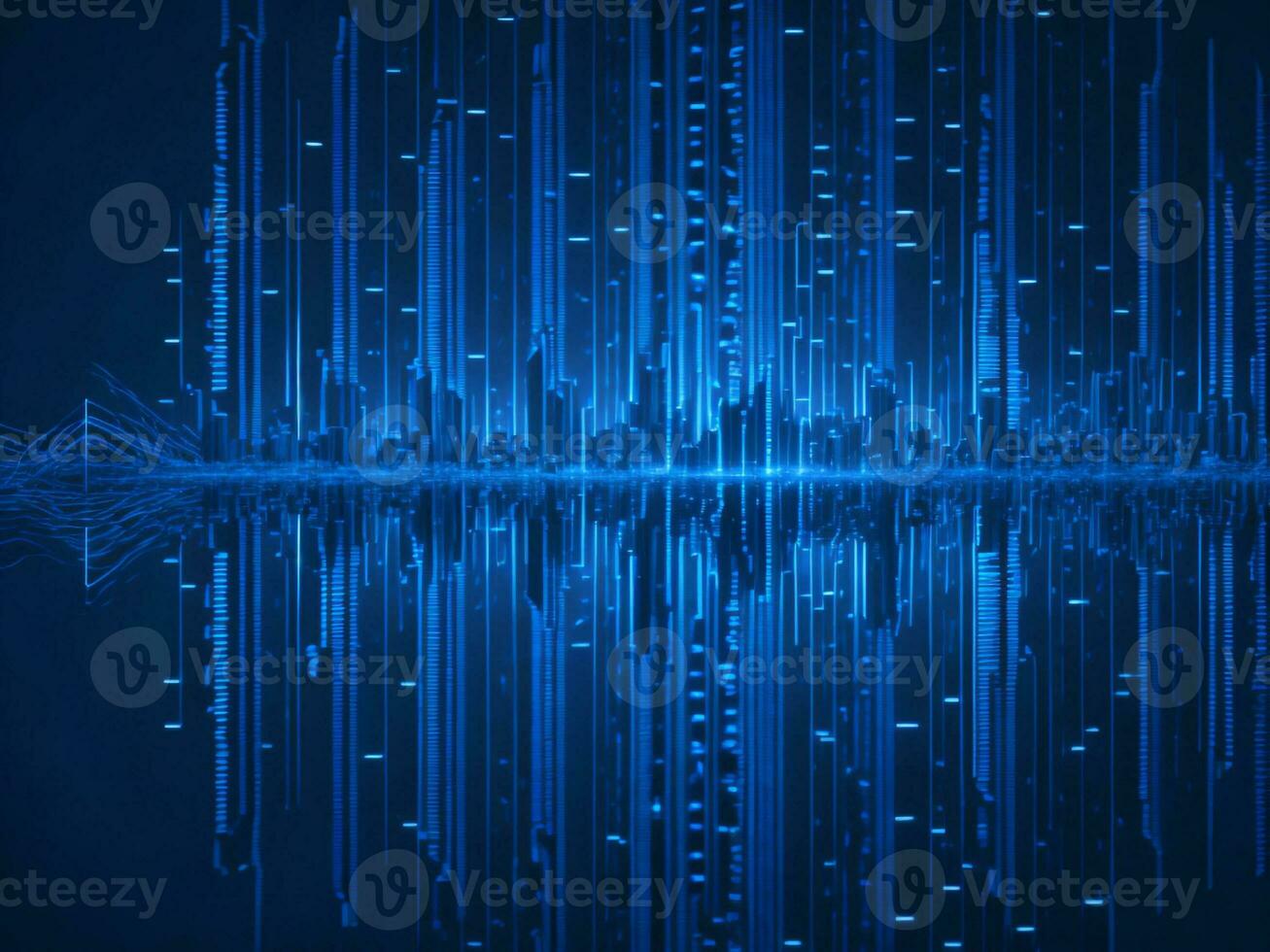 AI generated Blue digital binary data on computer screen background. binary code background . abstract blue background photo