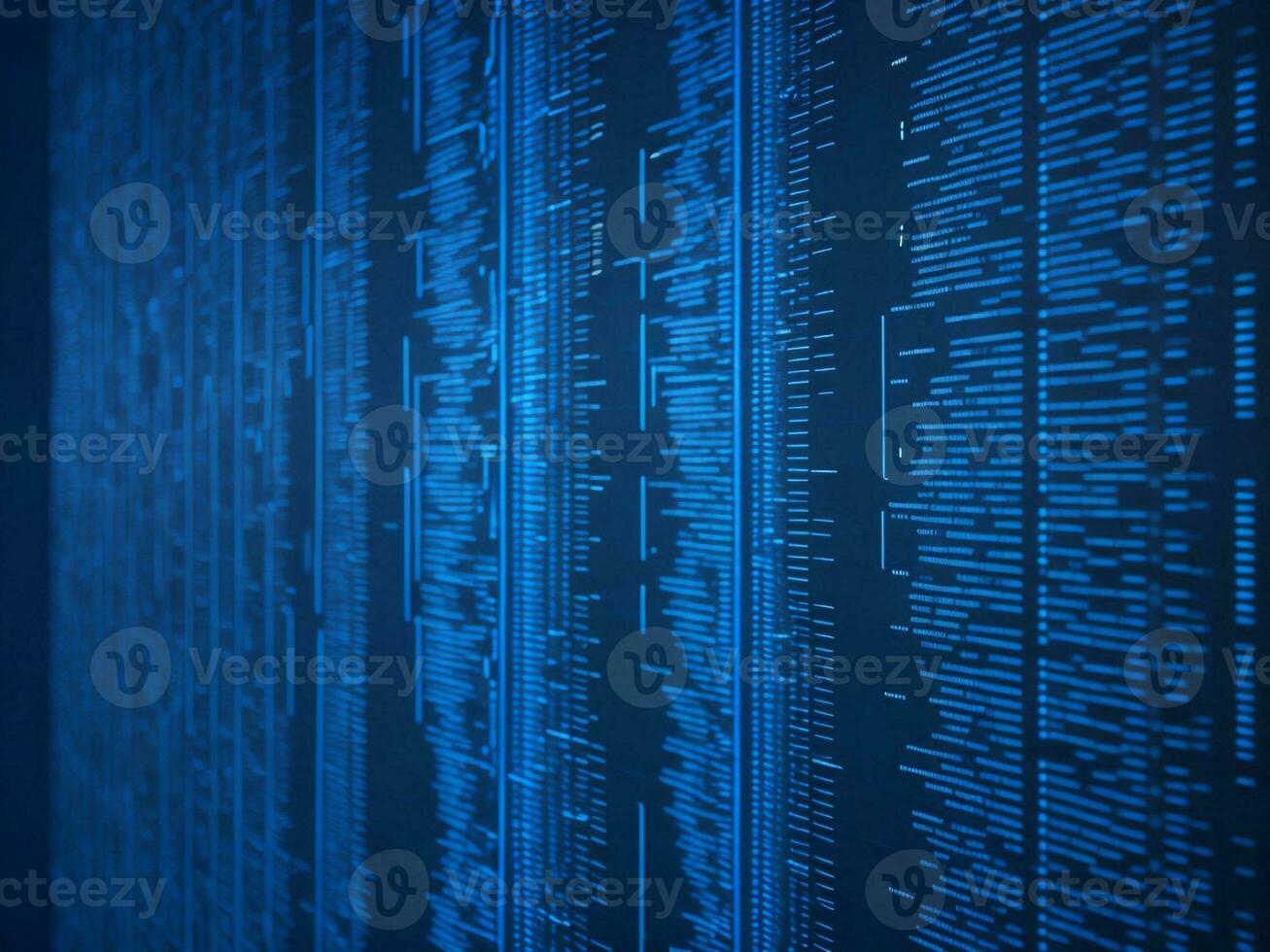 AI generated Blue digital binary data on computer screen background. binary code background . abstract blue background photo