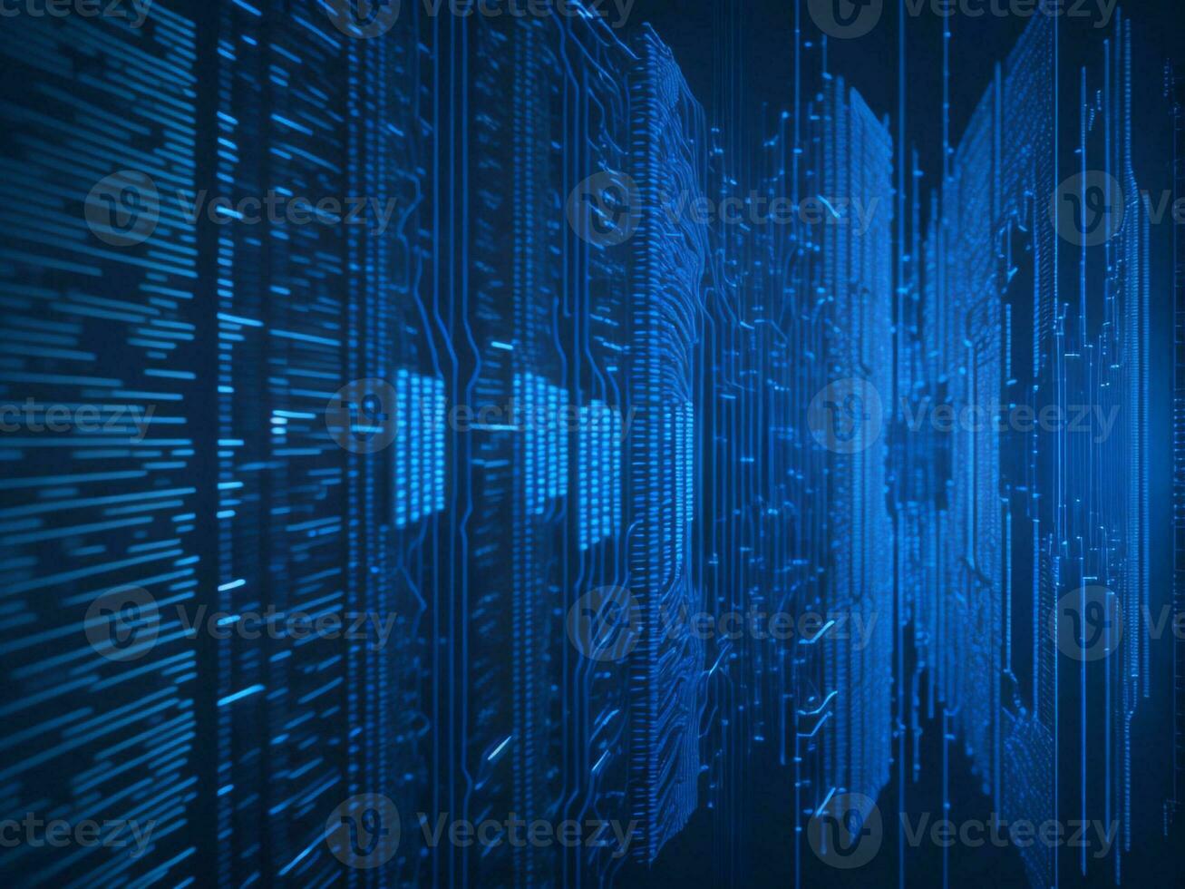 AI generated Blue digital binary data on computer screen background. binary code background . abstract blue background photo