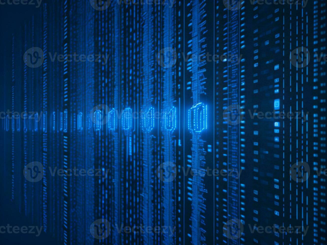 AI generated Blue digital binary data on computer screen background. binary code background . abstract blue background photo