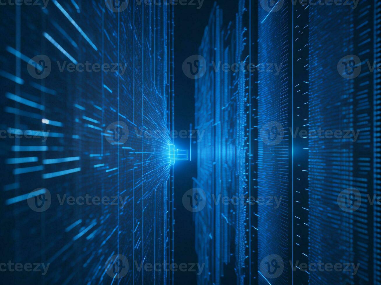 AI generated Blue digital binary data on computer screen background. binary code background . abstract blue background photo