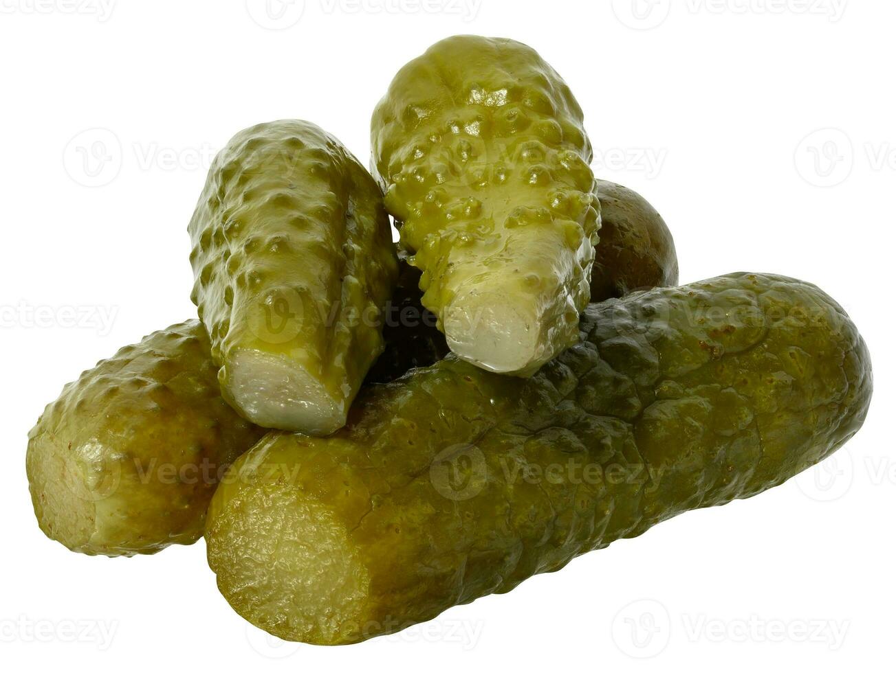 Pickled cucumber on white isolated background photo