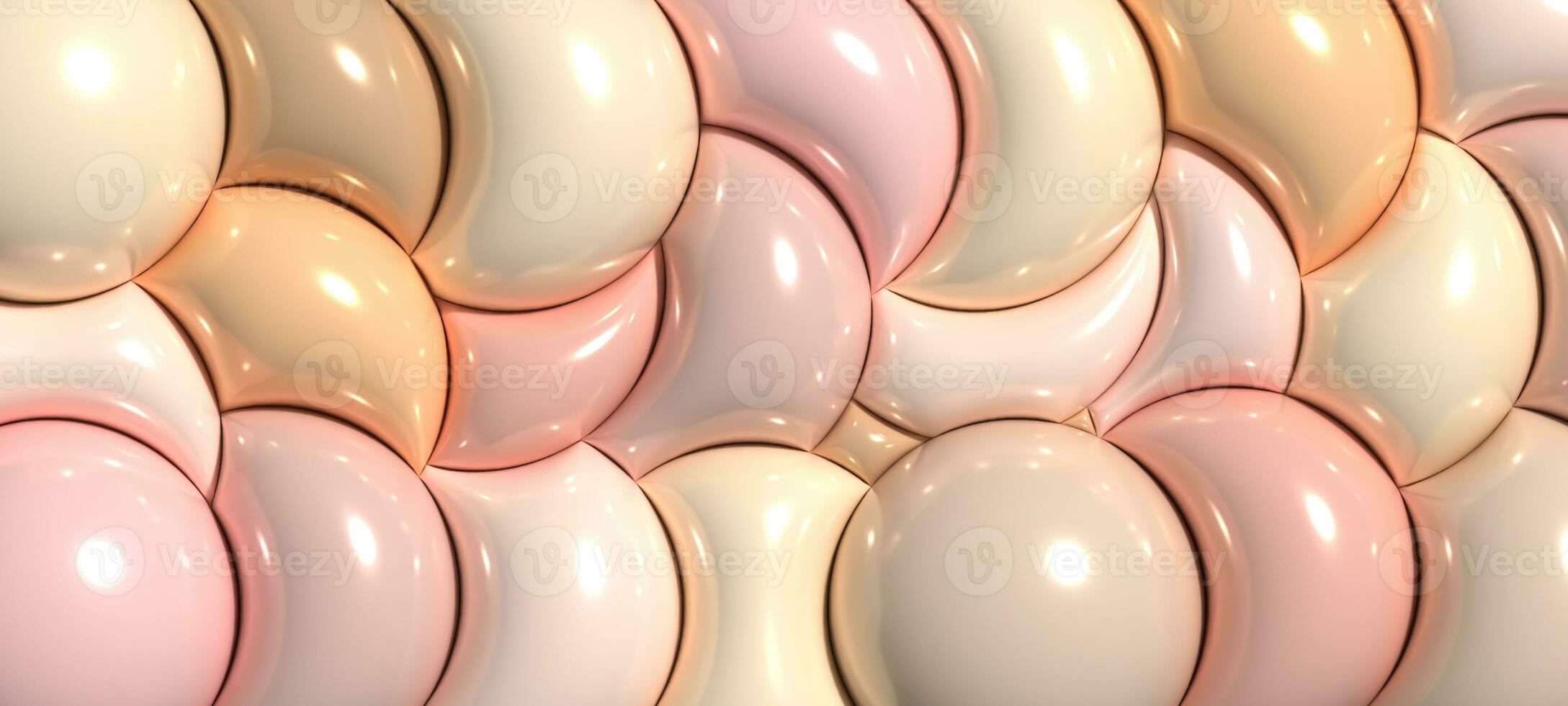 Beige inflated circles, 3D rendering illustration photo